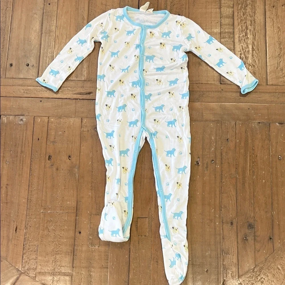 Kyte baby limited edition woof bamboo footed sleeper blue dogs 18-24 months